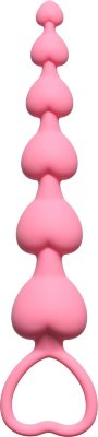 Розовая анальная цепочка Heart s Beads Pink - 18 см.  Цена 742 руб. Длина: 18 см. Диаметр: 3 см. Анальная цепочка Heart s Beads выполнена из высококачественного медицинского силикона. Она не только прослужит долго, но и гарантирует высокий уровень гигиеничности, не требуя при этом специального ухода. Небольшой размер игрушки подойдет для тех, кто только начал знакомиться с анальной стимуляцией. Рельефные звенья разного диаметра подарят целый фейрверк чувственных наслаждений. Петля в виде сердечка обеспечит удобство во время использования и гарантирует безопасность. Страна: Россия. Материал: силикон.