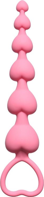 Розовая анальная цепочка Heart s Beads Pink - 18 см.