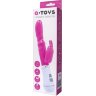 Ярко-розовый вибратор ToyFa A-toys с клиторальным стимулятором - 20 см.