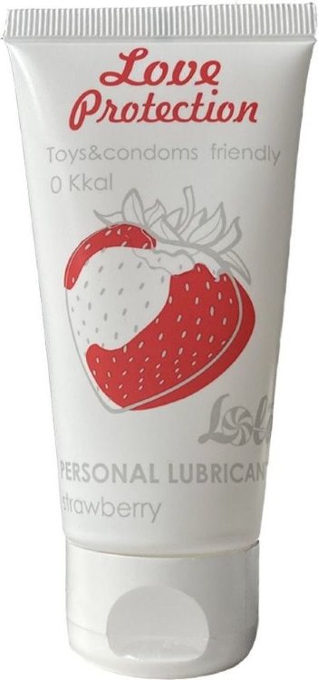 Лубрикант на водной основе с ароматом малины Love Protection Strawberry - 50 мл.