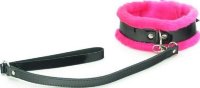 Ошейник с поводком и розовым мехом BDSM Light