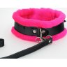 Ошейник с поводком и розовым мехом BDSM Light
