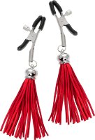 Зажимы на соски «Прищепки» с красными кисточками из замши