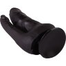 Двойной фаллоимитатор чёрного цвета на присоске - 17 см.
