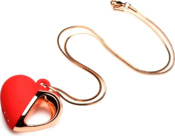 Красное ожерелье с подвеской-вибратором 10X Vibrating Silicone Heart Necklace