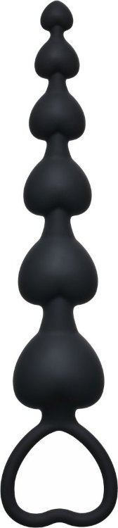Чёрная анальная цепочка Heart s Beads Black - 18 см.