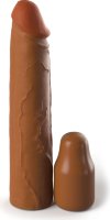 Коричневая насадка на член 2 Silicone X-tension - 20,3 см.