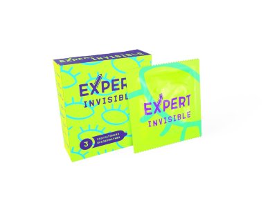 Ультратонкие презервативы Expert Invisible - 3 шт.  Цена 602 руб. Длина: 18 см. Презервативы гладкие ультратонкие невидимые, изготовлены из натурального латекса без запаха и протестированы с помощью электронной системы контроля качества. Имеют дополнительную смазку для повышенного комфорта. Отличаются высокой тонкостью, сохраняя надёжность и чувствительность. Номинальная ширина - 52 мм. Толщина стенки - 0,03 мм. В упаковке - 3 шт. Страна: Тайланд. Материал: латекс.
