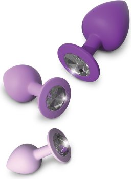 Набор из 3 фиолетовых анальных пробок со стразами Little Gems Trainer Set