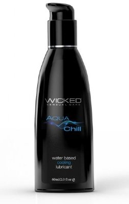 Охлаждающий лубрикант на водной основе Wicked AQUA CHILL - 60 мл.  Цена 2 852 руб. Испытайте непревзойденное удовольствие, которое не похоже ни на что другое! Эффект холода повышает чувствительность и волнует при каждом движении. Можно использовать с игрушкой или партнером. Натуральные листья мяты перечной, корень имбиря и ментол смешиваются вместе, чтобы создать захватывающее покалывание, которое быстро доведет вас до необычного и чувственного оргазма. Благодаря водной основе не липнет и легко смывается водой после использования. Экстракт листьев оливы обеззараживает и увлажняет, а удобный дозатор и стильная упаковка становятся приятным бонусом. Страна: США. Объем: 60 мл.
