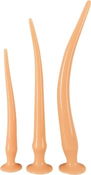 Набор из 3 телесных удлиненных анальных пробок Super Long Flexible Butt Plug Set