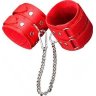 Кожаные красные оковы с цепочкой
