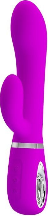Лиловый вибратор-ротатор с клиторальным отростком Ternence - 19,6 см.