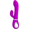 Лиловый вибратор-ротатор с клиторальным отростком Ternence - 19,6 см.