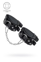 Черные кожаные оковы с двумя ремешками