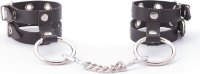 Черные однослойные наручники из натуральной кожи