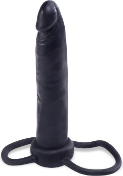 Черный страпон на пенис Double Trouble - 14 см.