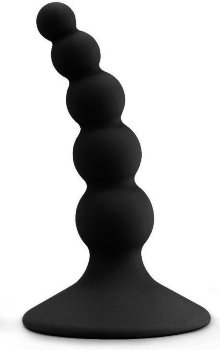 Черный анальный стимулятор с шариками Lure me Beaded Anal Plug - 10,3 см.