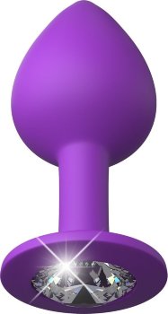 Фиолетовая анальная пробка со стразом Her Little Gem Medium Plug - 8,3 см.