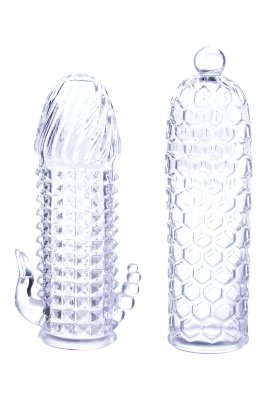 Набор из 2 прозрачных насадок на член Seductive Tickler Sleeves Set  Цена 2 291 руб. Набор из 2 прозрачных насадок на член Seductive Tickler Sleeves Set. Длина насадки с шариком на головке - 14 см, диаметр - 3 см. Длина насадки с отростками - 13 см, диаметр - 3 см. Страна: Китай. Материал: термопластичный эластомер (TPE).