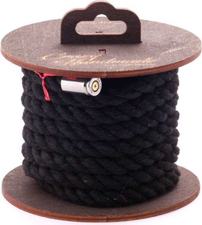 Черная хлопковая веревка для бондажа на катушке - 3 м.