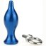 Синяя металлическая анальная пробка с кольцом - 7 см.  Цена 1 975 руб. - Синяя металлическая анальная пробка с кольцом - 7 см.