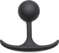 Черная анальная пробка с утяжелением Premium Silicone 3.3 Weighted Round Plug - 8,4 см.