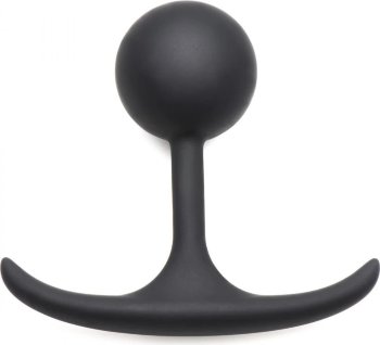 Черная анальная пробка с утяжелением Premium Silicone 3.3 Weighted Round Plug - 8,4 см.