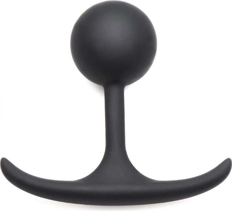 Черная анальная пробка с утяжелением Premium Silicone 3.3 Weighted Round Plug - 8,4 см.