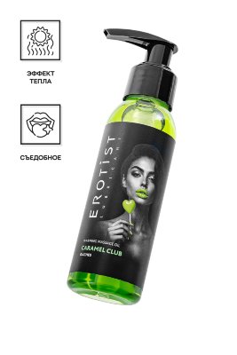 Разогревающее массажное масло Erotist Caramel Club с ароматом дюшеса - 100 мл.  Цена 2 039 руб. Разогревающее масло со вкусом «Дюшес» из линейки Erotist Caramel Club сочетает в себе сладкий, узнаваемый аромат любимого лимонада и мягкое тепло прикосновений. Масло создано для того, чтобы превратить обычный массаж в атмосферный ритуал — аромат груши создаёт романтическое настроение, а разогревающий эффект, который активируется дыханием, усиливает чувственность. Формула на основе масел оливы, сладкого миндаля, макадамии и зародышей пшеницы глубоко питает и увлажняет кожу, делая её гладкой и шелковистой. Экстракты имбиря и стручкового перца активируют лёгкое согревающее действие, усиливая чувствительность. Масло мяты и иланг-иланга дополняют композицию, тонизируя и создавая расслабляющий ароматический фон. Нанесите небольшое количество масла на кожу и разогрейте лёгкими массажными движениями. Тепло, аромат и питательный состав подарят новые ощущения и помогут создать особую атмосферу близости. Olea Europaea Fruit Oil, Glycerin, Paraffinum Liquidum, Mentha Arvensis Herb Oil, Capsicum Annuum Extract, Triticum Vulgare Germ Oil, Zingiber Officinale Extract, Macadamia Integrifolia Seed Oil, Prunus Amygdalus Dulcis (Sweet Almond) Oil, Cananga Odorata Essential Oil, CI 75810. Страна: Россия. Объем: 100 мл.