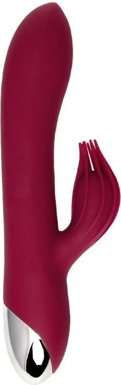 Бордовый вибратор-кролик Sangra - 20,5 см.