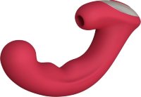 Бордовый вибратор Phoenix с вакуумной стимуляцией клитора - 18 см.