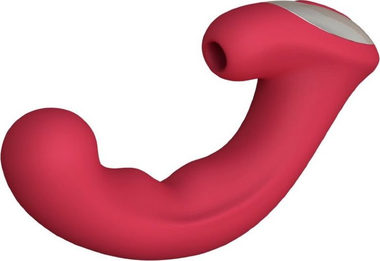 Бордовый вибратор Phoenix с вакуумной стимуляцией клитора - 18 см.