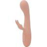 Персиковый вибратор Naya с клиторальным отростком - 18,3 см.