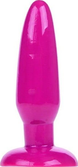 Розовая анальная пробка с подошвой-присоской - 13,5 см.