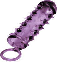 Закрытая фиолетовая насадка с пупырышками SAMURAI PENIS SLEEVE PURPLE - 14,5 см.