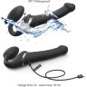Черный безремневой страпон Multi Orgasm Size S с клиторальной стимуляцией