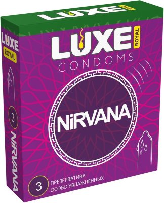 Презервативы с увеличенным количеством смазки LUXE Royal Nirvana - 3 шт.  Цена 224 руб. Длина: 18 см. Высококачественные гладкие презервативы с увеличенным количеством смазки. Максимальное скольжение и новые ощущения в ваших отношениях. В фирменной упаковке содержится 3 презерватива из тонкого латекса. Ширина - 52 мм. Толщина стенок - 0,06 мм. В упаковке - 3 шт. Страна: Китай. Материал: латекс. Объем: 3 шт.