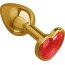 Золотистая анальная втулка с красным кристаллом-сердцем - 7 см.  Цена 2 199 руб. - Золотистая анальная втулка с красным кристаллом-сердцем - 7 см.