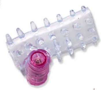 Прозрачная вибронасадка на пенис с шишечками и открытой головкой