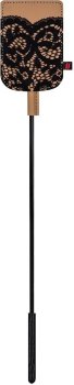 Бежевый тиклер с черными кружевами - 43 см.