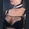 Черно-бежевый замшевый ошейник Sex Game