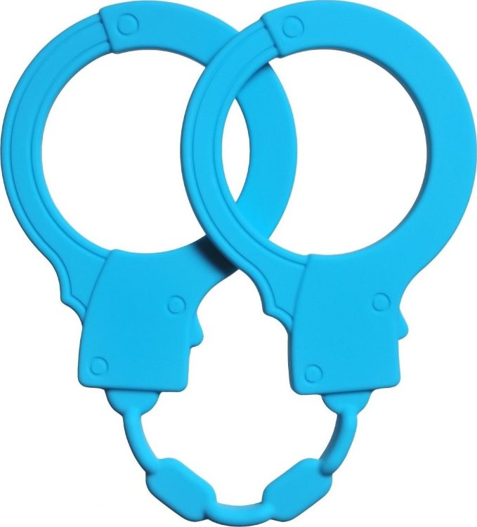 Голубые силиконовые наручники Stretchy Cuffs Turquoise