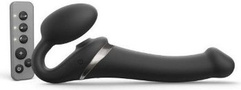 Черный безремневой страпон Multi Orgasm Size M с клиторальной стимуляцией