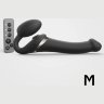 Черный безремневой страпон Multi Orgasm Size M с клиторальной стимуляцией