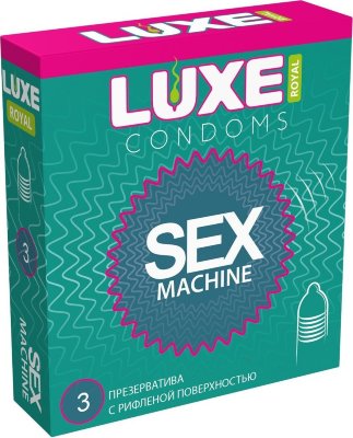 Ребристые презервативы LUXE Royal Sex Machine - 3 шт.  Цена 224 руб. Длина: 18 см. Высококачественные текстурированные презервативы. Максимальное разнообразие и новые ощущения в ваших отношениях. В фирменной упаковке содержится 3 презерватива из тонкого латекса с ребрышками. Ширина - 52 мм. Толщина стенок - 0,06 мм. В упаковке - 3 шт. Страна: Китай. Материал: латекс. Объем: 3 шт.
