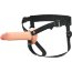 Телесный полый страпон на черных ремнях Hollow Silicone Strap-on - 17,8 см. - Телесный полый страпон на черных ремнях Hollow Silicone Strap-on - 17,8 см.