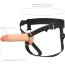 Телесный полый страпон на черных ремнях Hollow Silicone Strap-on - 17,8 см. - Телесный полый страпон на черных ремнях Hollow Silicone Strap-on - 17,8 см.