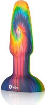Разноцветная анальная пробка с эффектом римминга Peace Love Tie-Dye - 15,2 см.