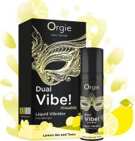 Съедобный жидкий вибратор Dual Vibe! со вкусом лимонного джина с тоником - 15 мл.